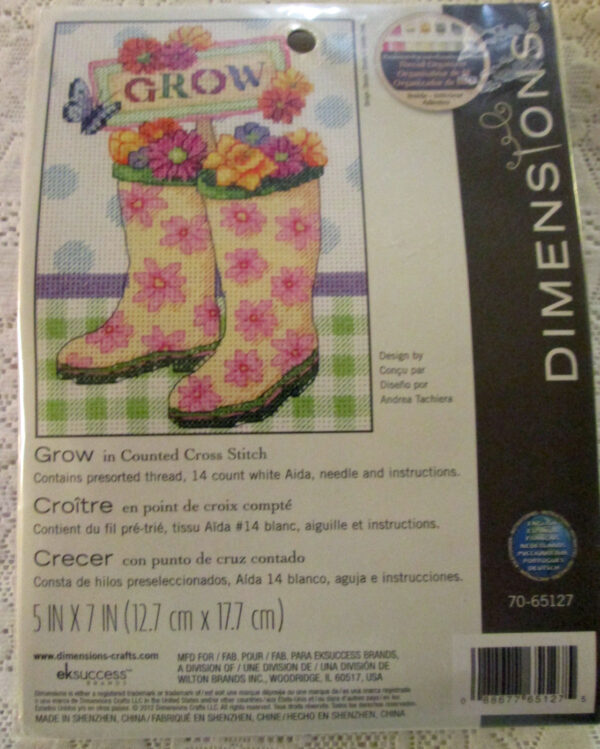 cross stitch kit boots flowers